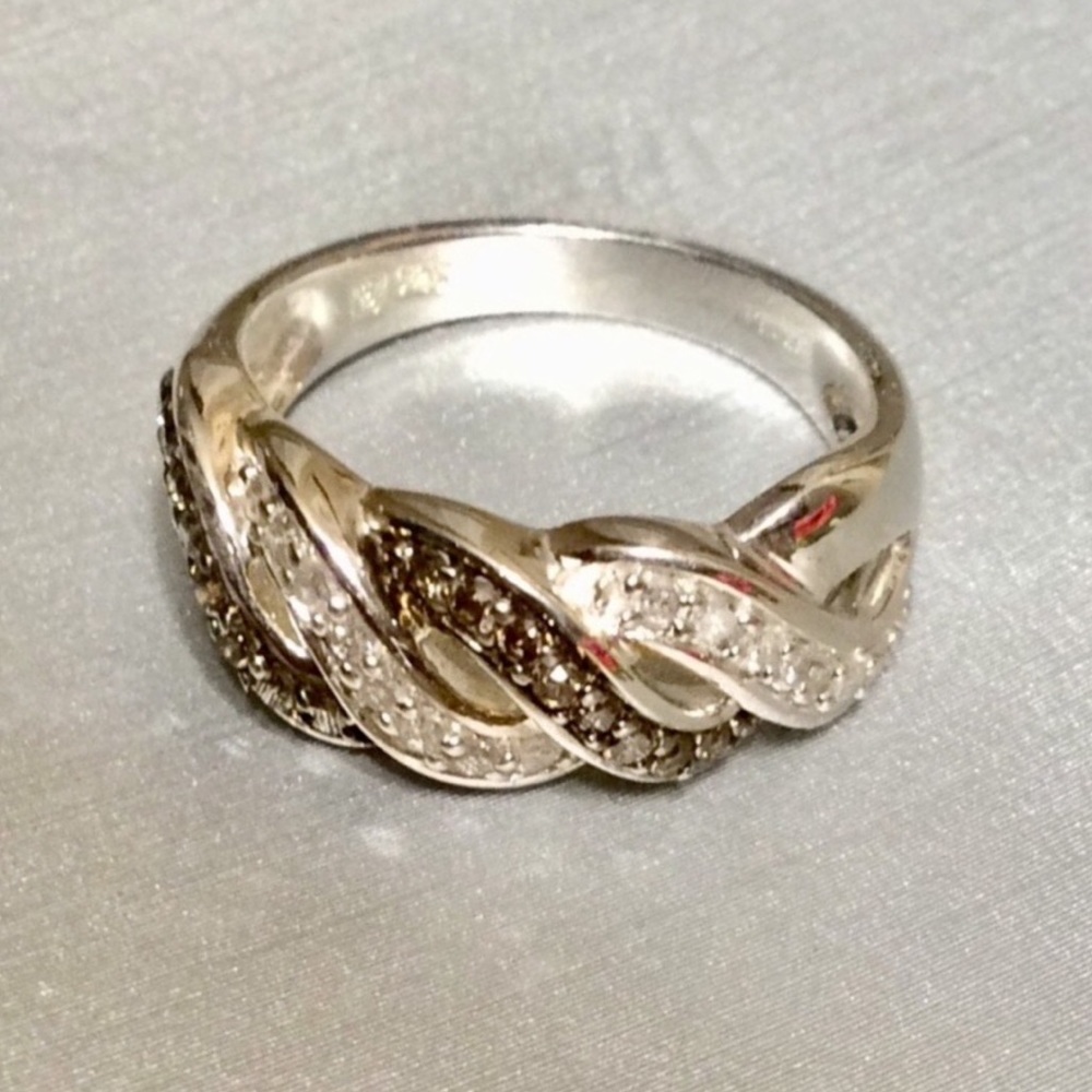 😍925 Silver Braid Band w/ Diamonds😍 **GORGEOUS**